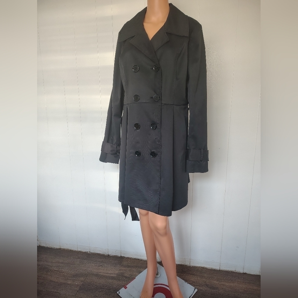 Halogen Elegant Black Double-Breasted Women's Coat Size L